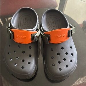 CROCS Gray and Orange Water Shoes with Perforated Design